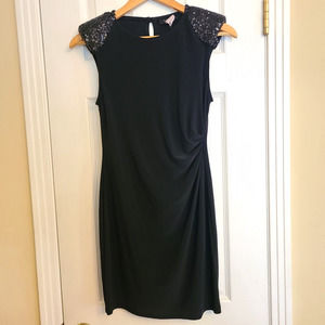 B. Darlin Little Black Dress Sleeveless Sequin Shoulder Pad Party Y2K Size 9/10